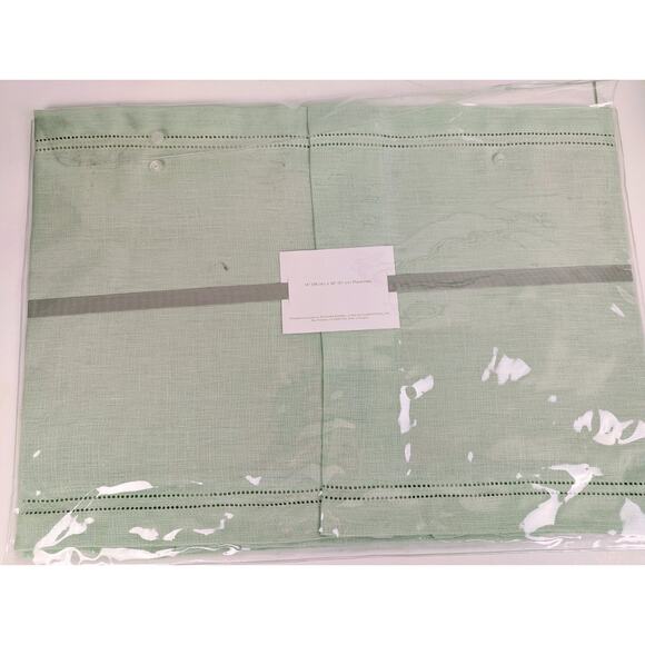 WILLIAMS-SONOMA New! HEMSTITCH 100% LINEN 4 PLACEMATS Lt Green NIP HUNGARY 14X20 - Picture 5 of 6